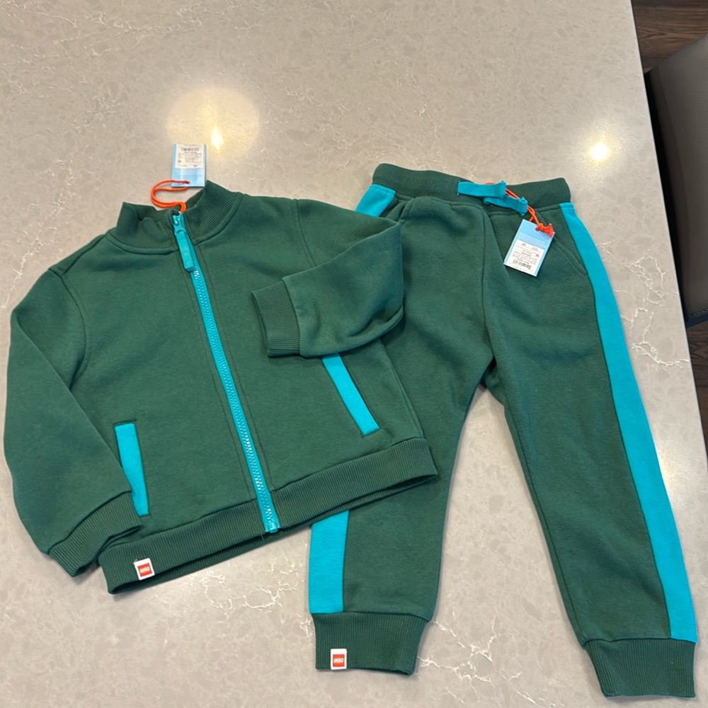 3T LEGO toddler Target green track suit zip-up and pants for girls or boys